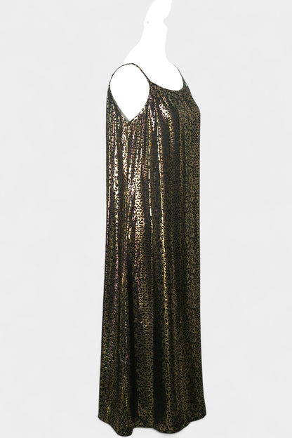 Mulberry Silk Slip Dress | Iridescent Leopard Print