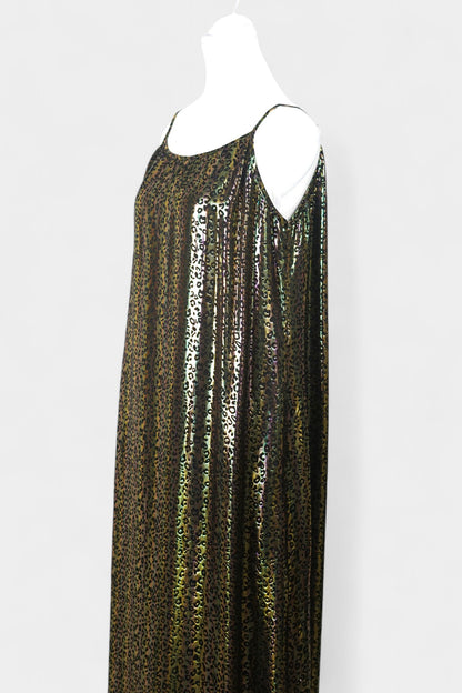 Mulberry Silk Slip Dress | Iridescent Leopard Print