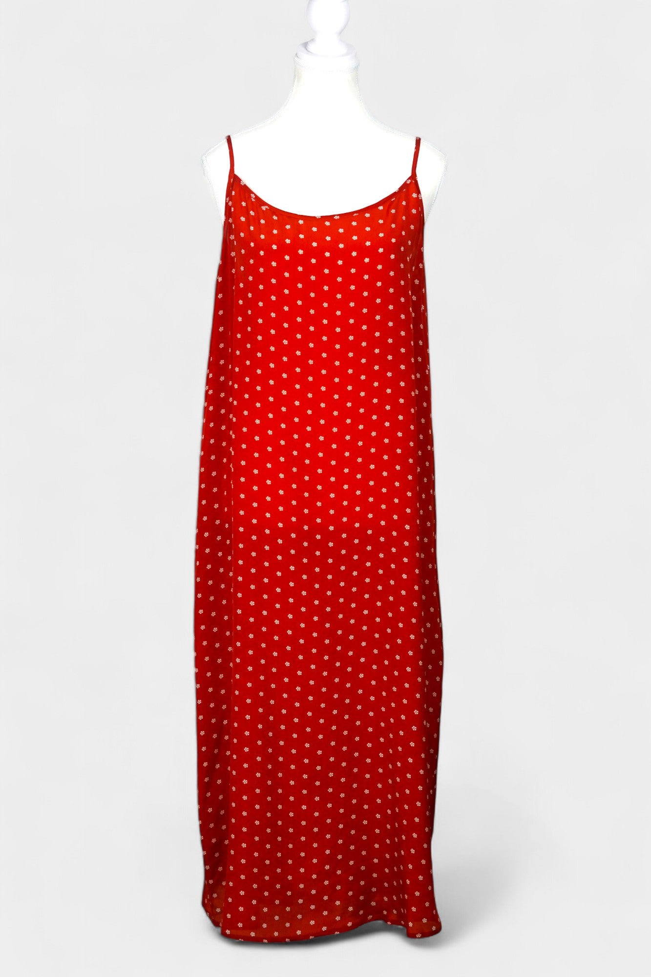 Mulberry Silk Camisole Dress | Red & White Dot Pattern