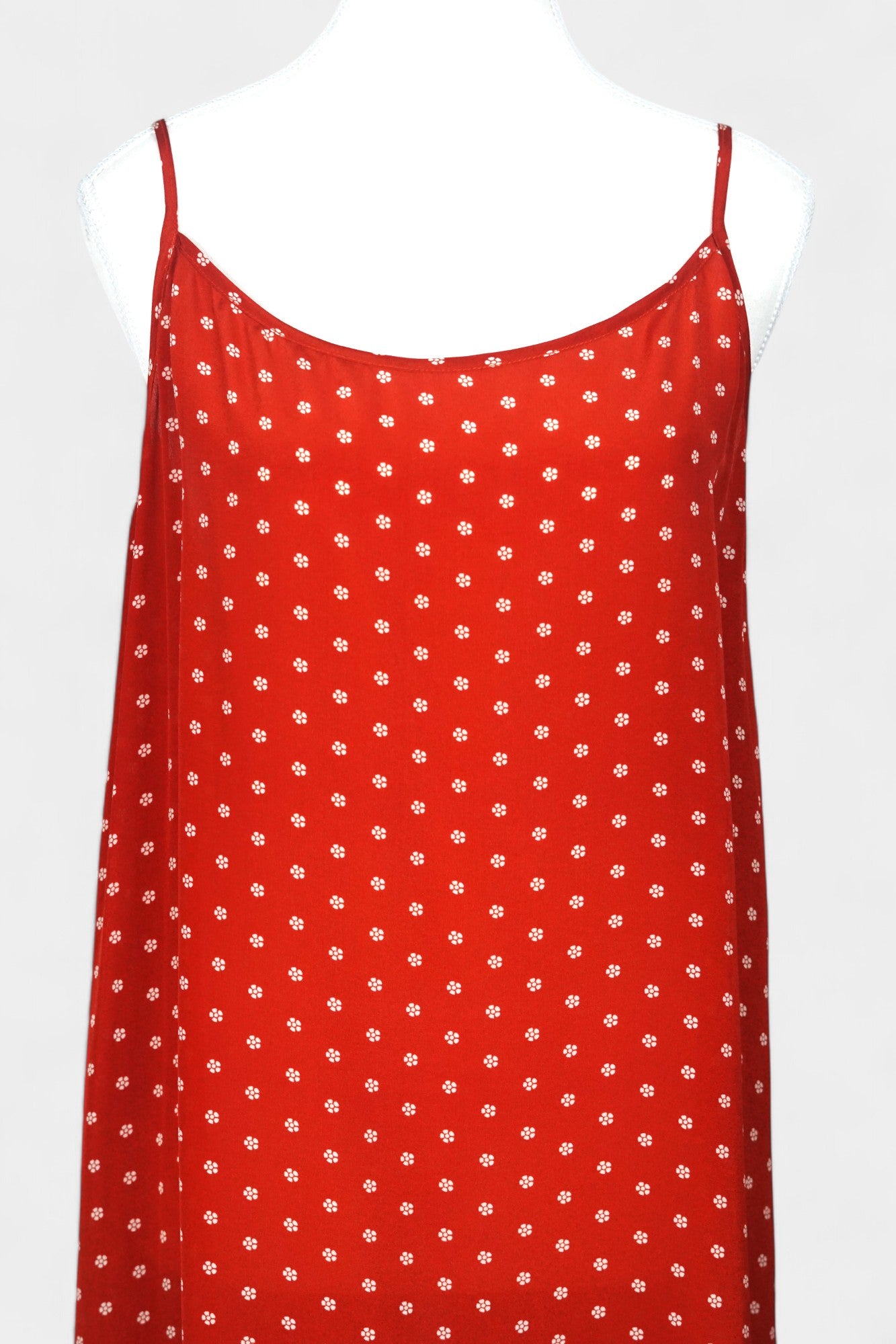 Mulberry Silk Camisole Dress | Red & White Dot Pattern