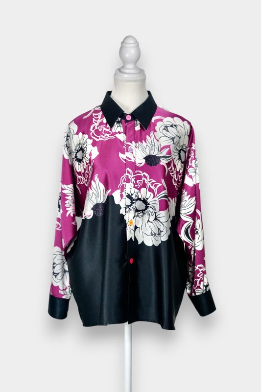 Handmade Mulberry Silk Shirt | Floral Print