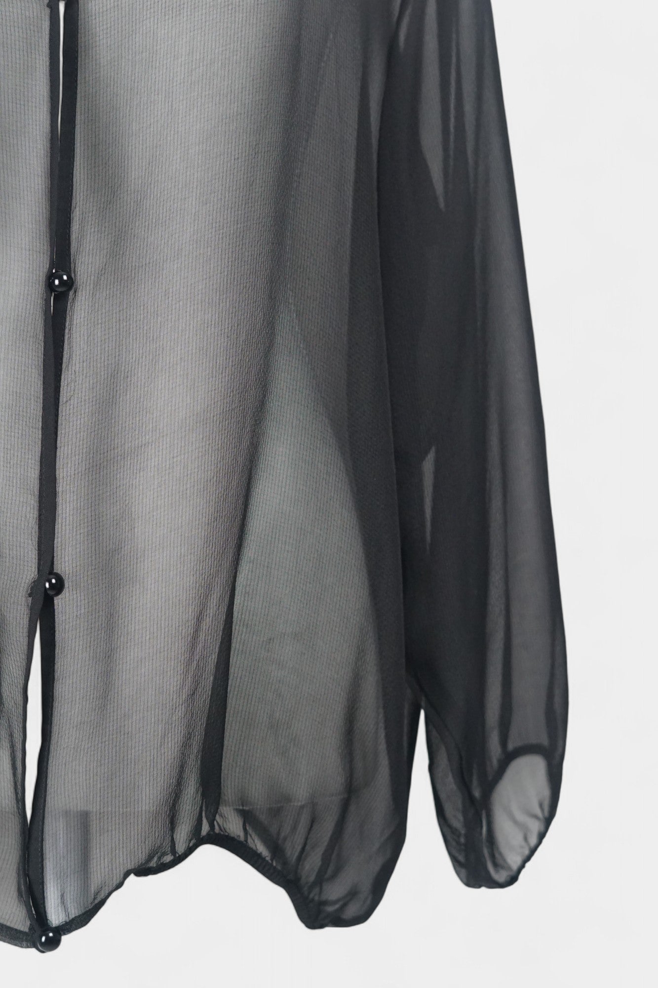 Handmade Mulberry Silk Hooded Jacket | Sheer Black