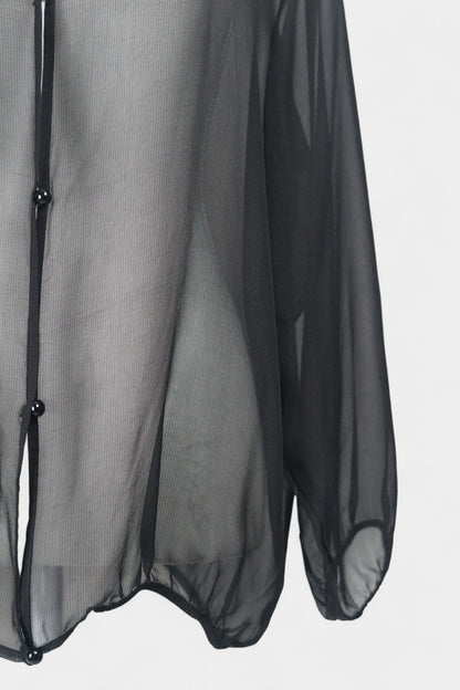 Handmade Mulberry Silk Hooded Jacket | Sheer Black