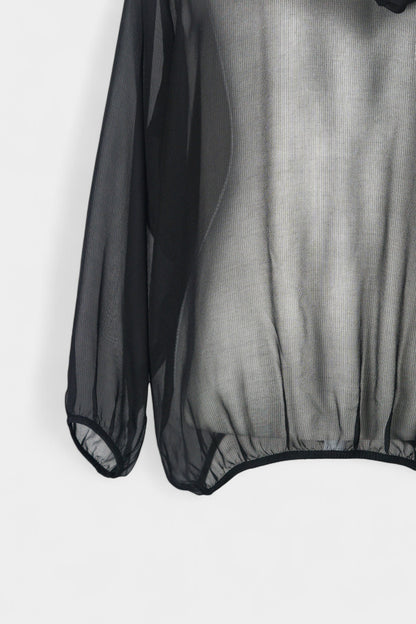 Handmade Mulberry Silk Hooded Jacket | Sheer Black
