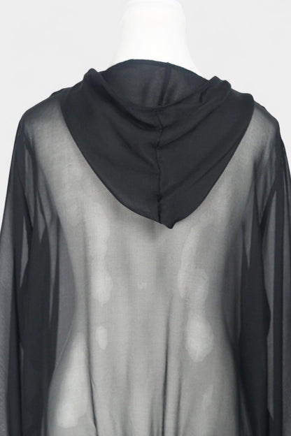 Handmade Mulberry Silk Hooded Jacket | Sheer Black