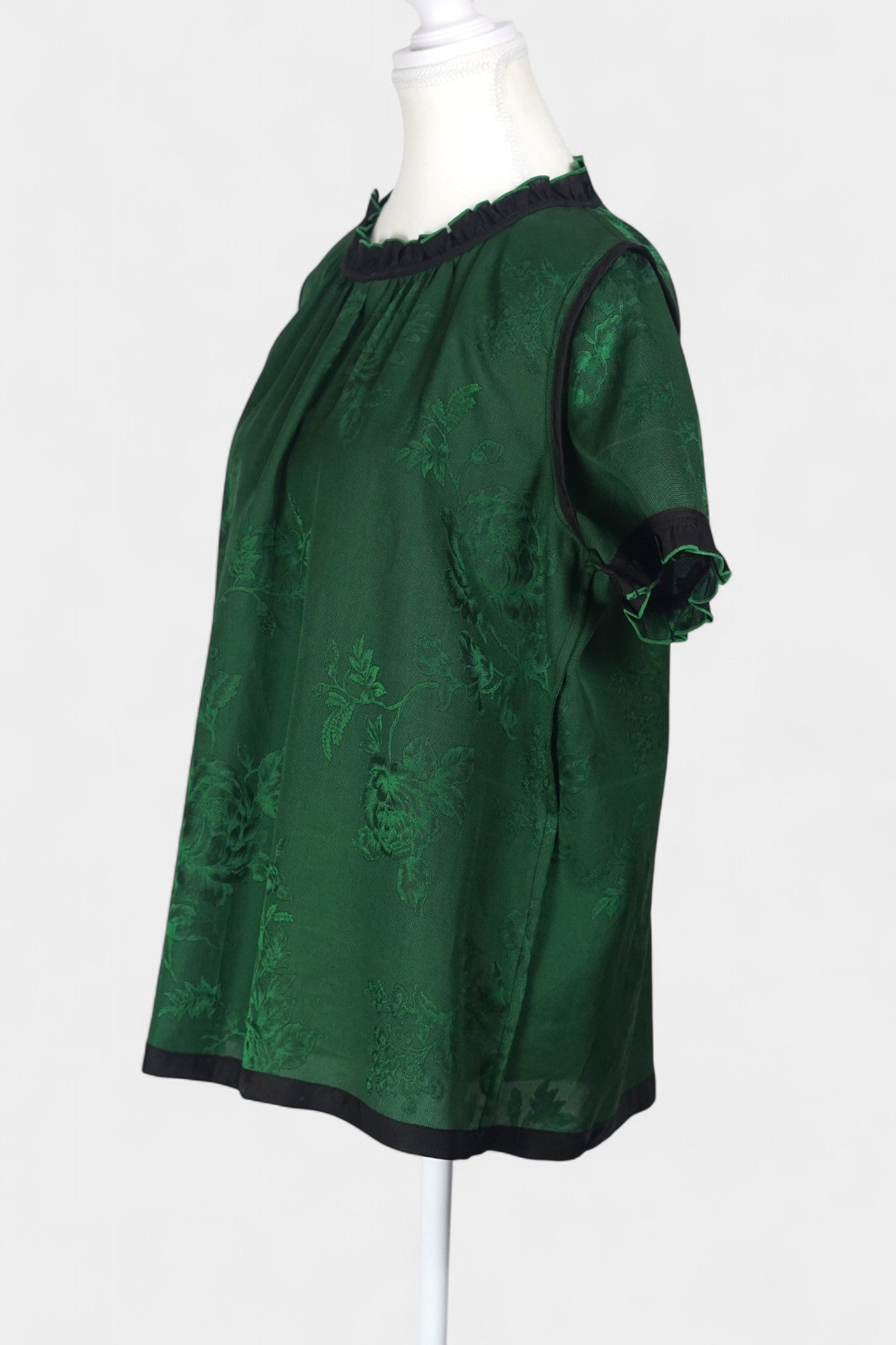 Handmade Mulberry Silk Reversible Top | Green & Black Huaro Weave