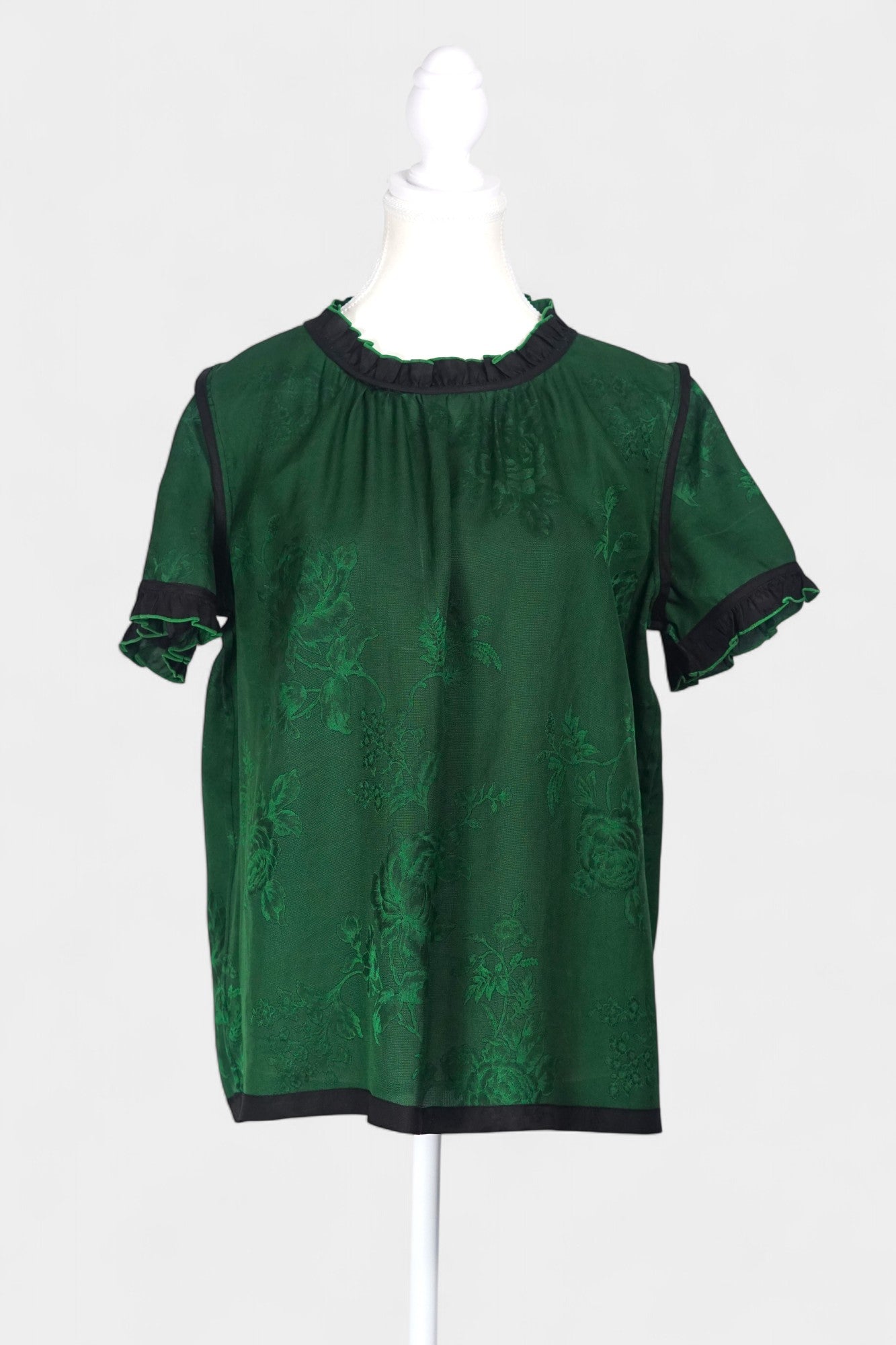 Handmade Mulberry Silk Reversible Top | Green & Black Huaro Weave