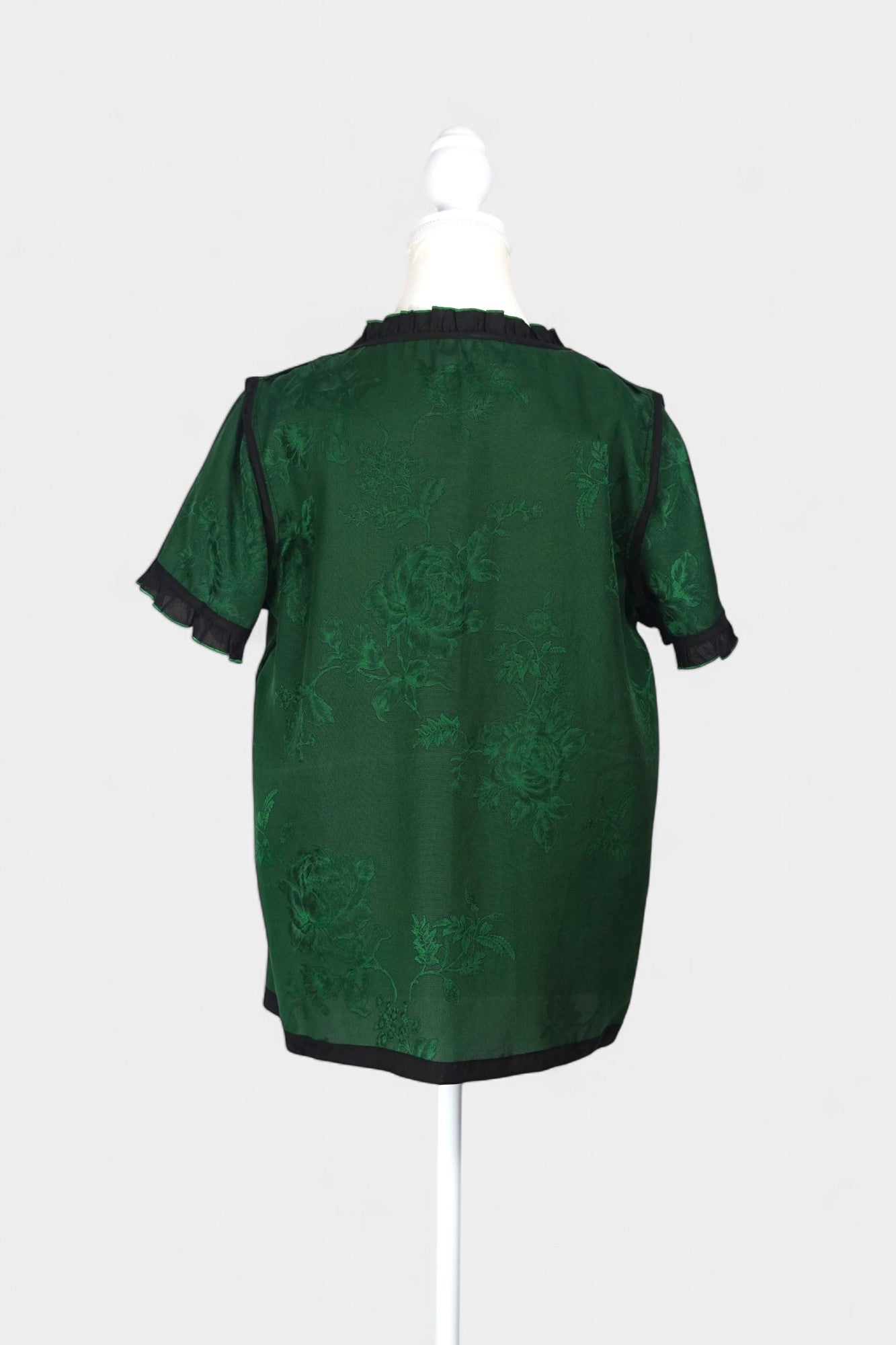 Handmade Mulberry Silk Reversible Top | Green & Black Huaro Weave