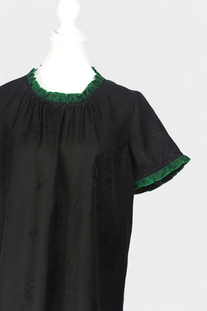 Handmade Mulberry Silk Reversible Top | Green & Black Huaro Weave
