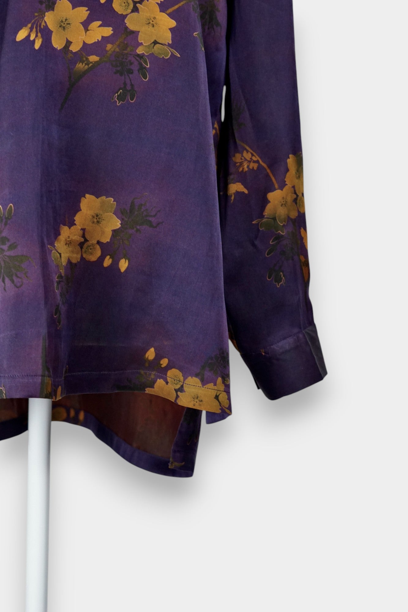 Handmade Gambiered Guangdong Gauze Silk Oversized Top | Floral Print