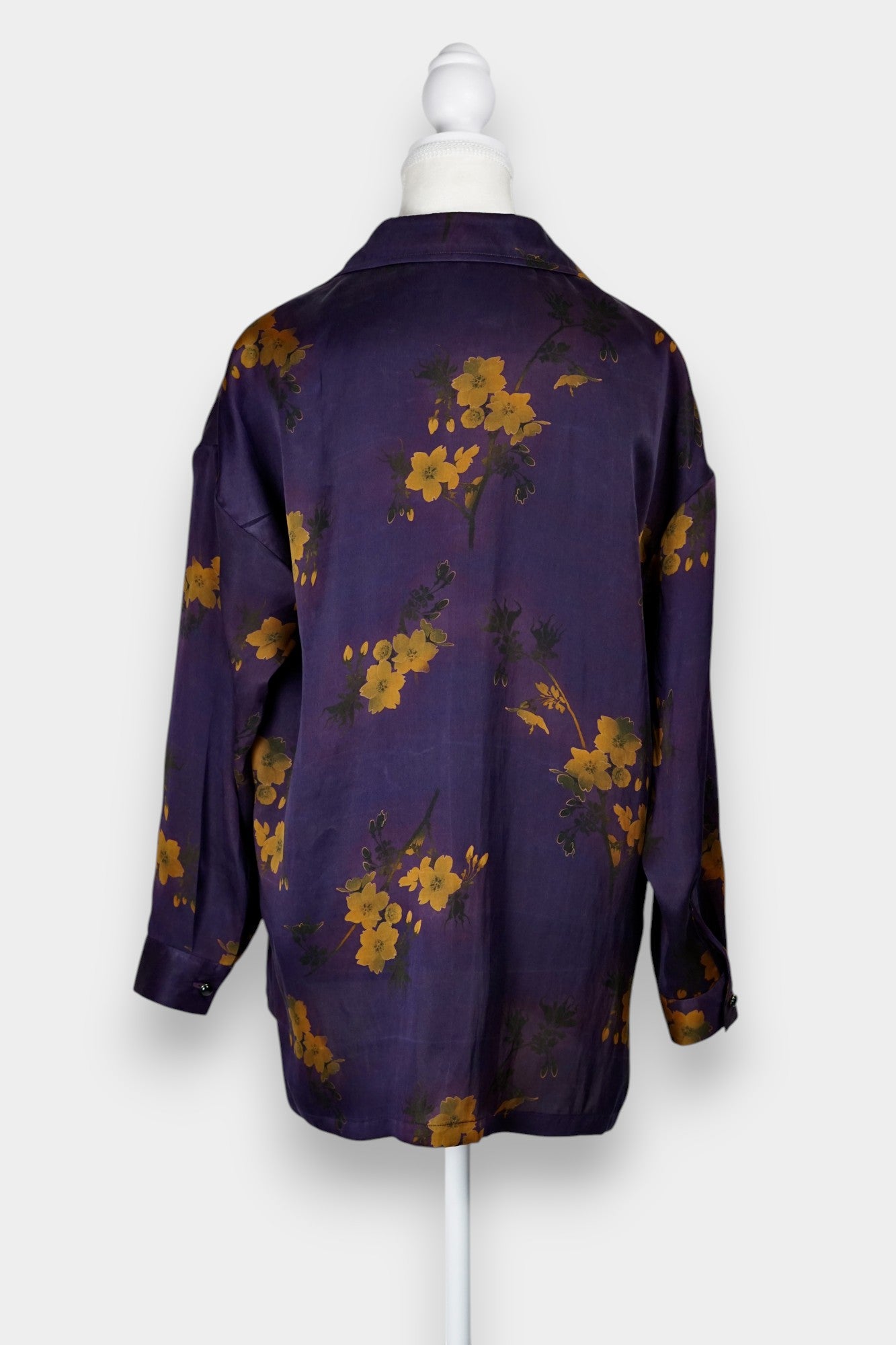 Handmade Gambiered Guangdong Gauze Silk Oversized Top | Floral Print