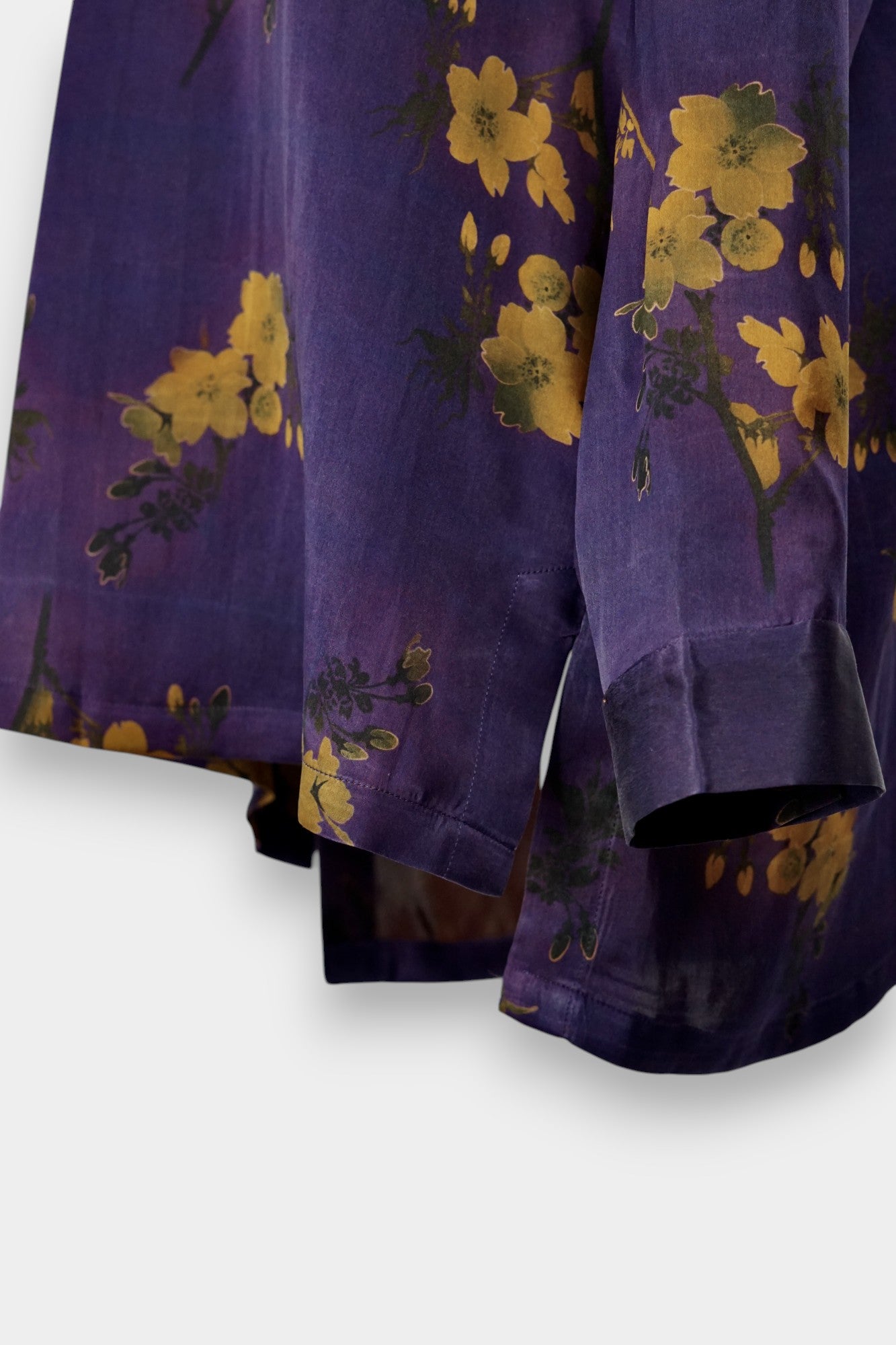 Handmade Gambiered Guangdong Gauze Silk Oversized Top | Floral Print