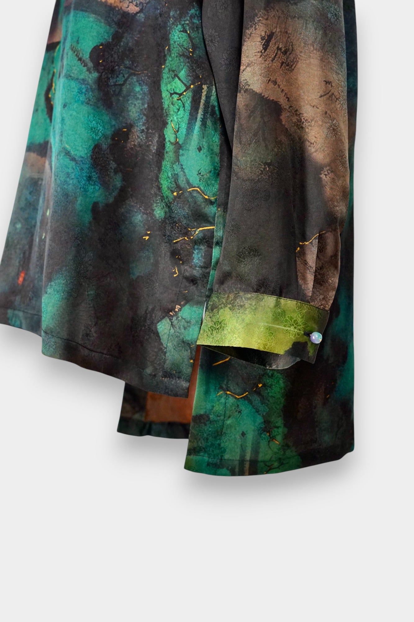 Handmade Gambiered Guangdong Gauze Silk Top | Abstract Print