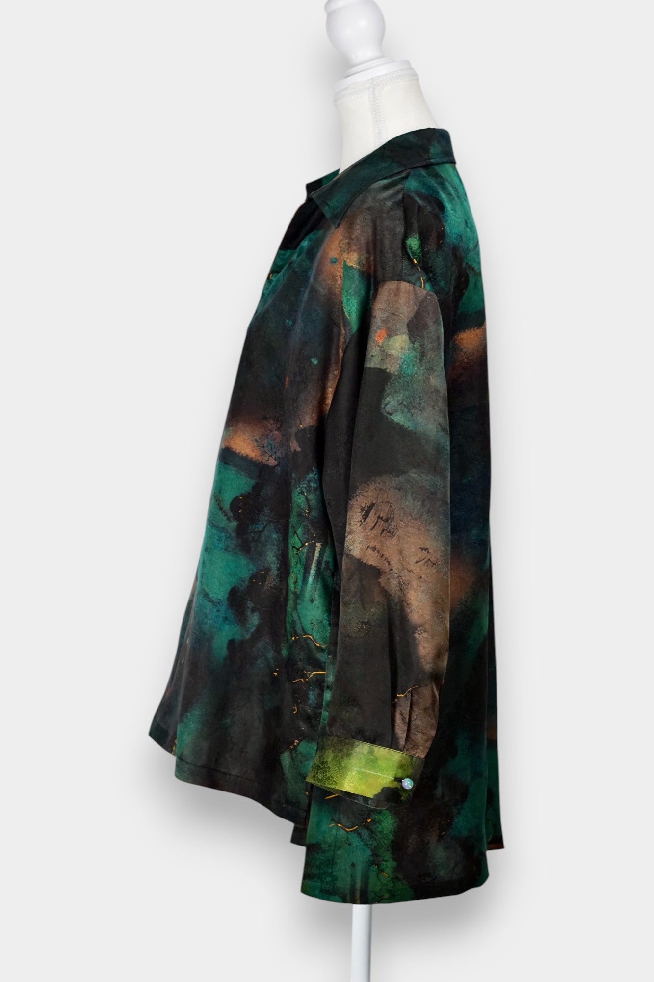 Handmade Gambiered Guangdong Gauze Silk Top | Abstract Print