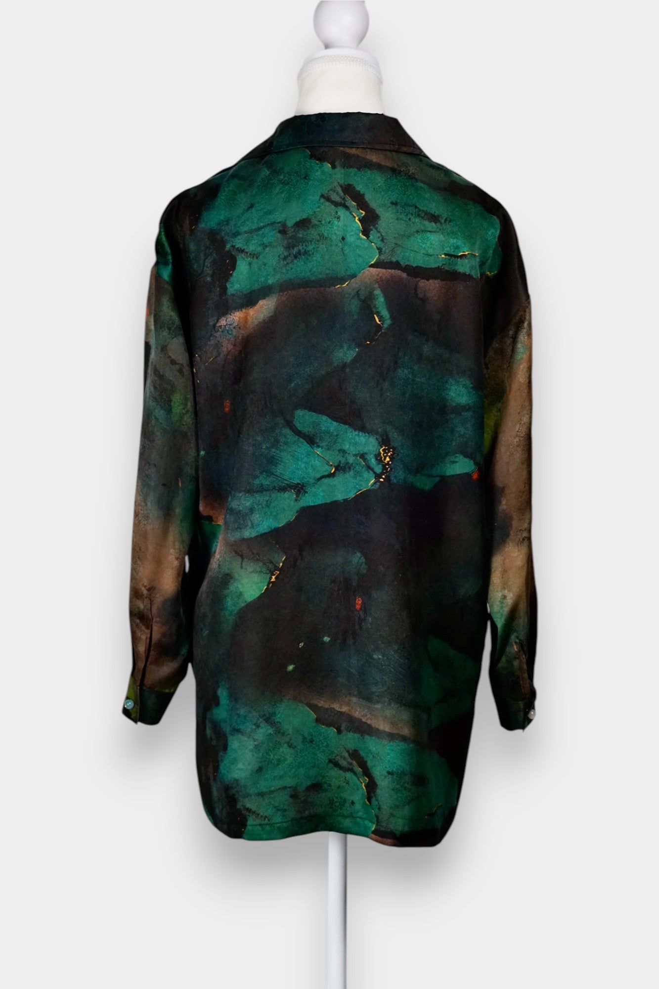Handmade Gambiered Guangdong Gauze Silk Top | Abstract Print