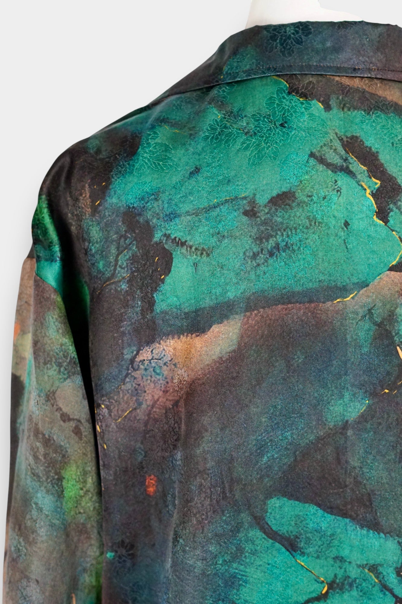 Handmade Gambiered Guangdong Gauze Silk Top | Abstract Print