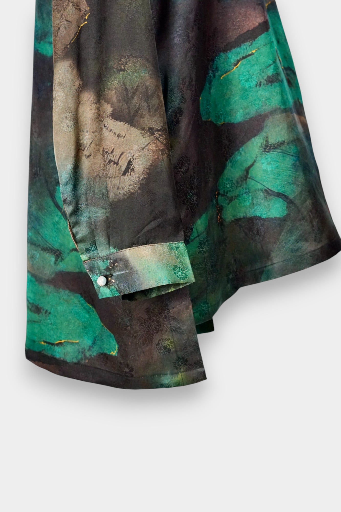 Handmade Gambiered Guangdong Gauze Silk Top | Abstract Print