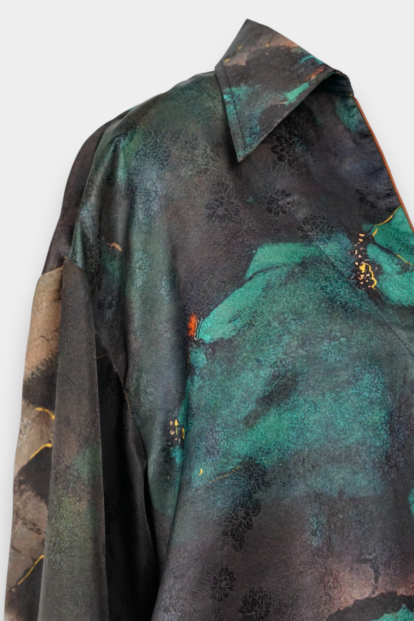 Handmade Gambiered Guangdong Gauze Silk Top | Abstract Print