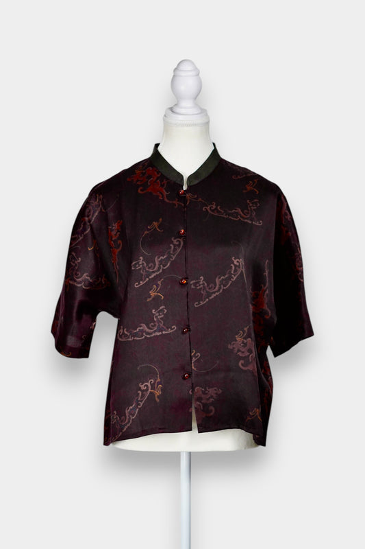 Handmade Gambiered Guangdong Gauze Silk Blouse | Tie-Dye