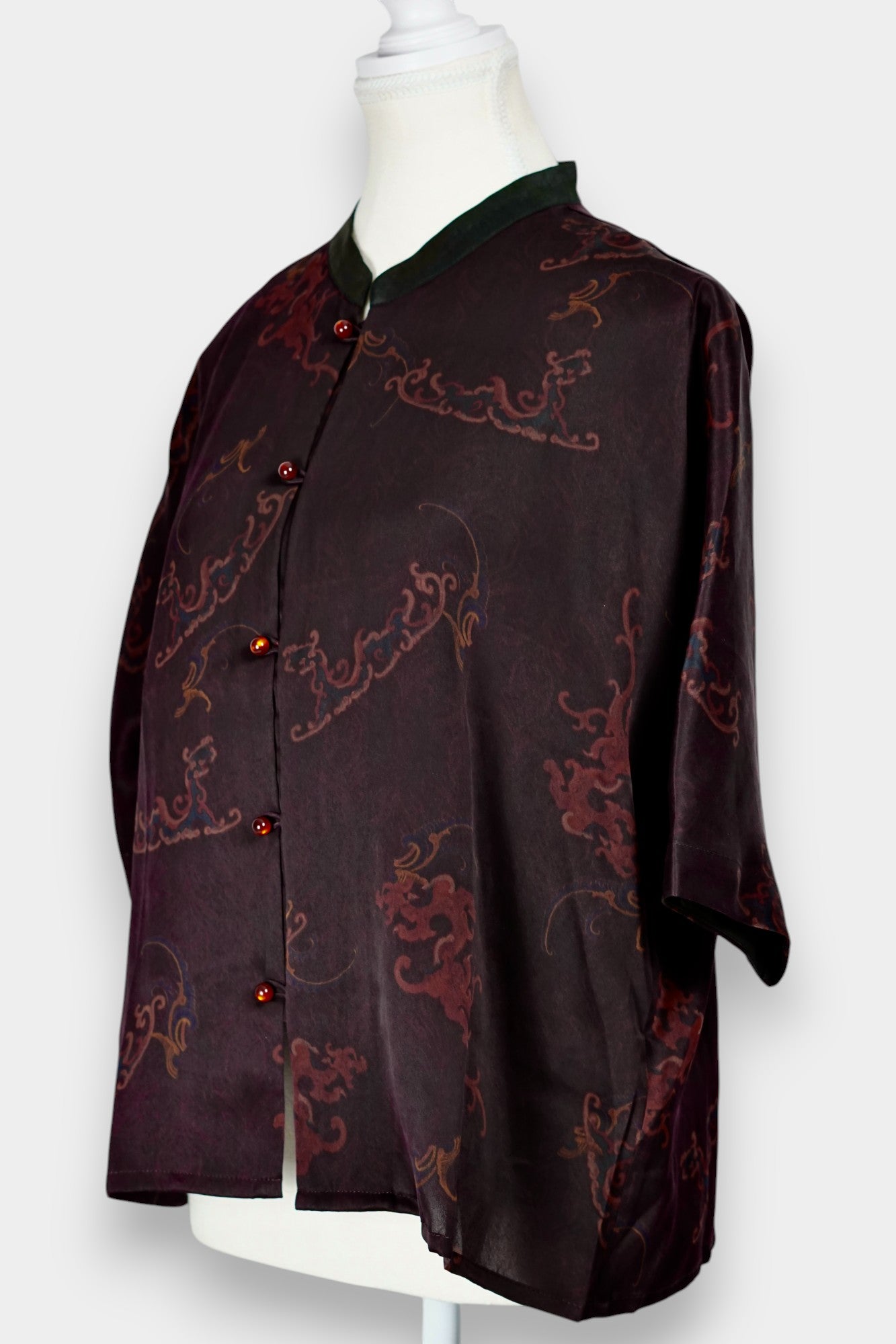 Handmade Gambiered Guangdong Gauze Silk Blouse | Tie-Dye