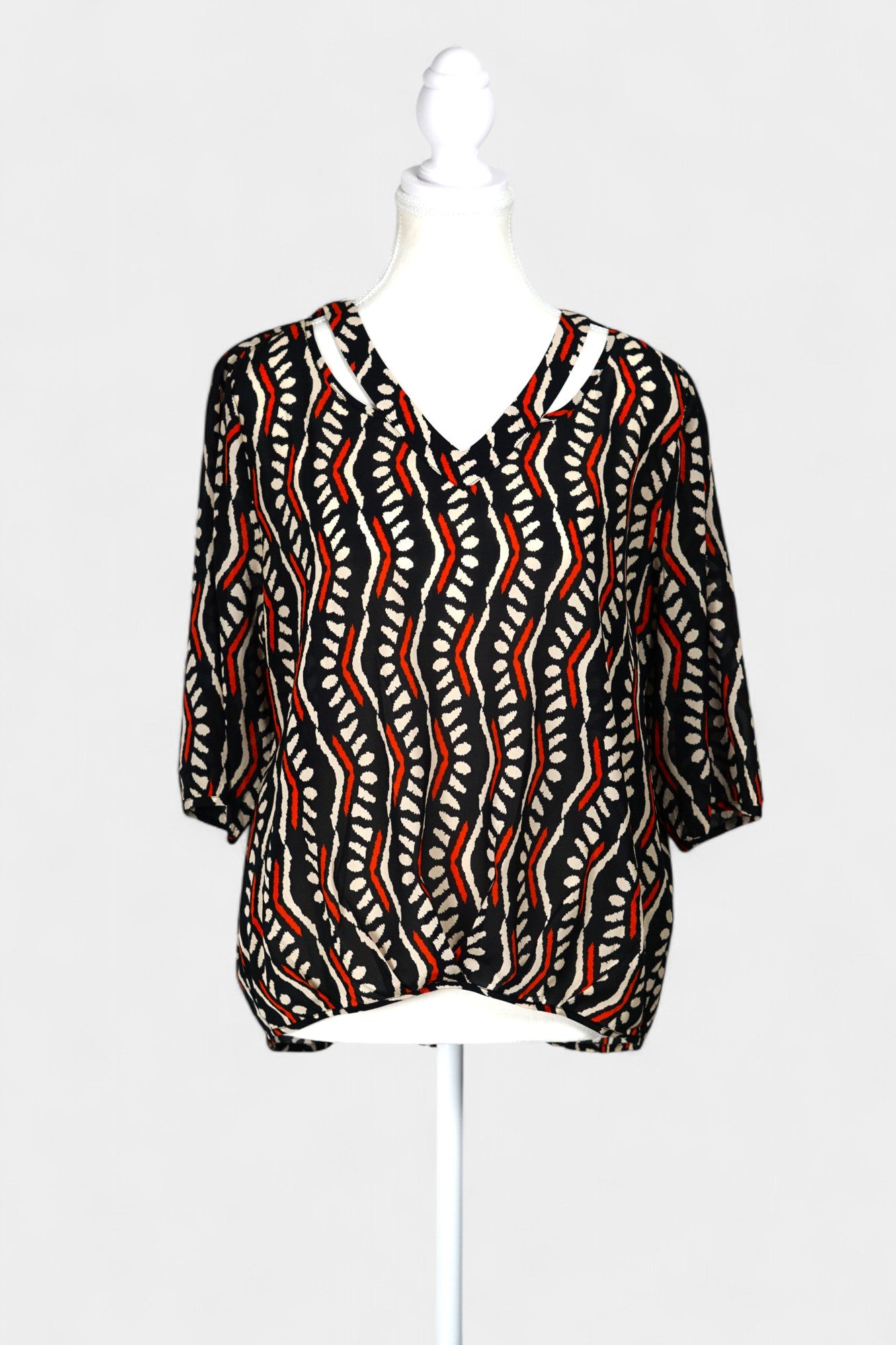 Mulberry Silk Blend Abstract Print Blouse