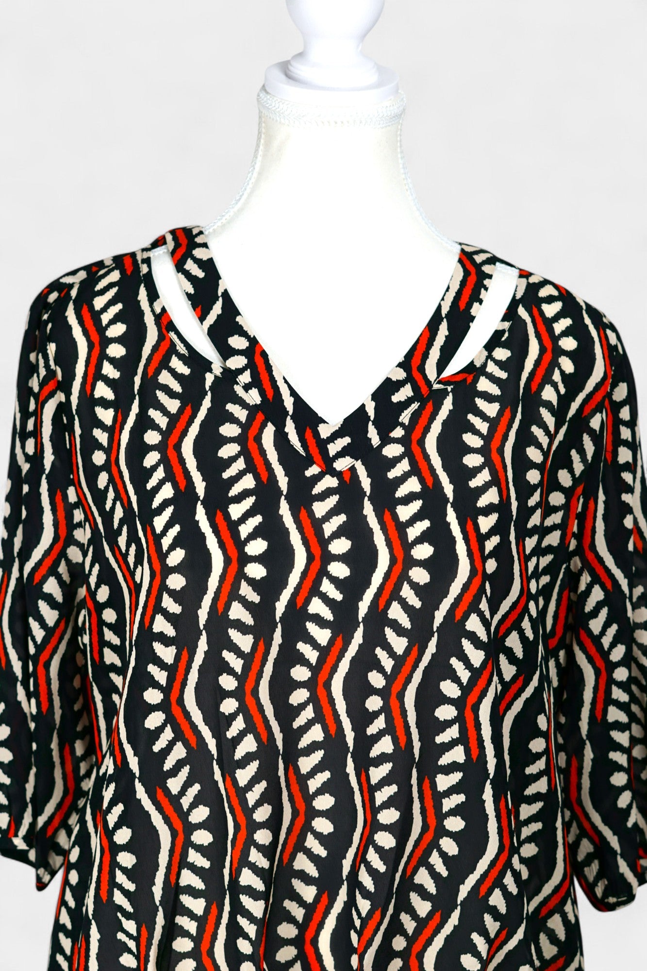 Mulberry Silk Blend Abstract Print Blouse