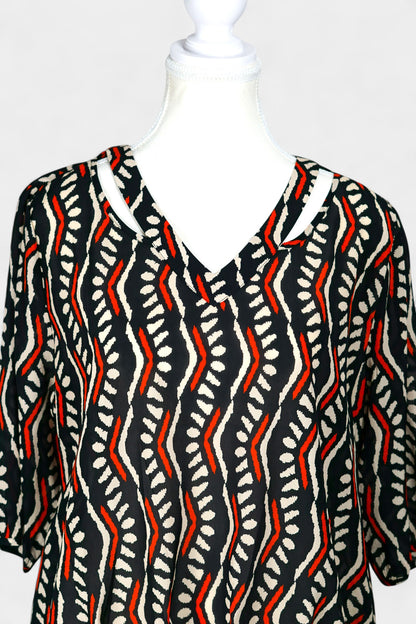 Mulberry Silk Blend Abstract Print Blouse