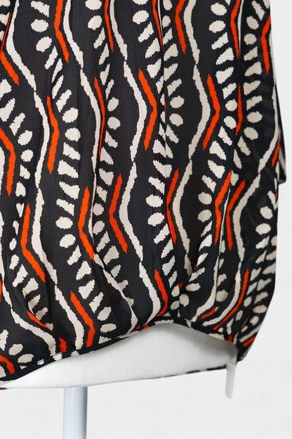 Mulberry Silk Blend Abstract Print Blouse