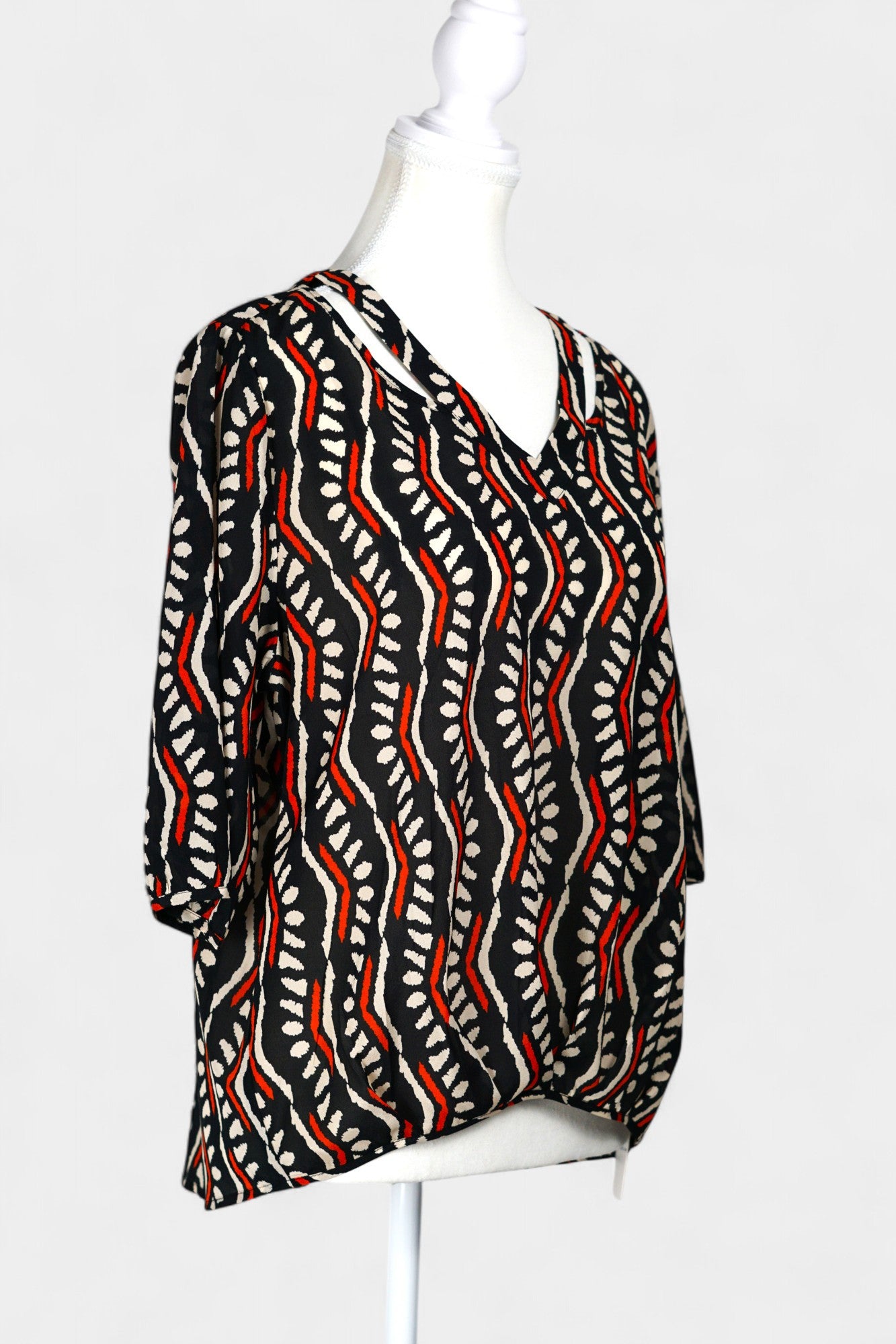 Mulberry Silk Blend Abstract Print Blouse