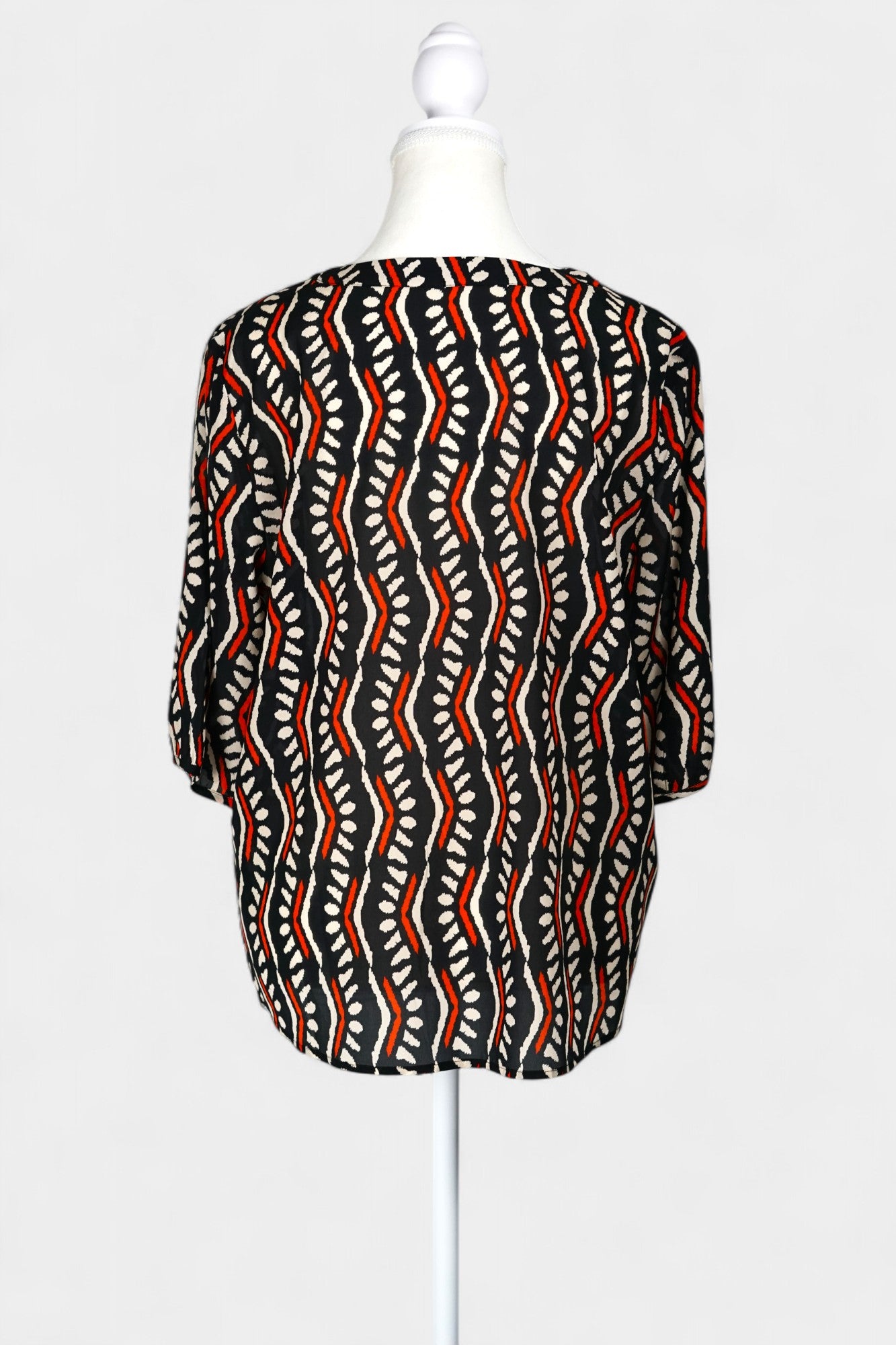 Mulberry Silk Blend Abstract Print Blouse