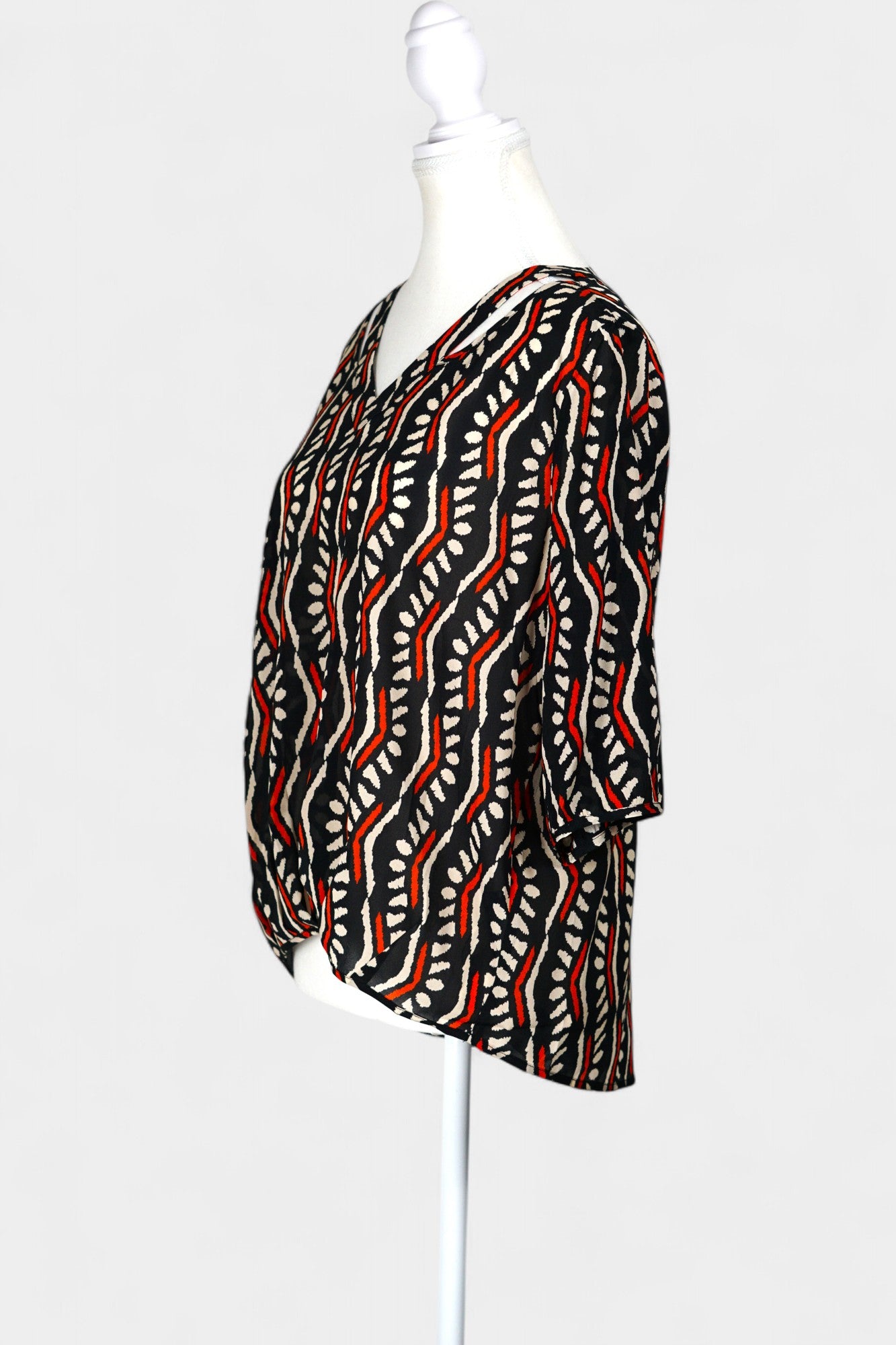 Mulberry Silk Blend Abstract Print Blouse