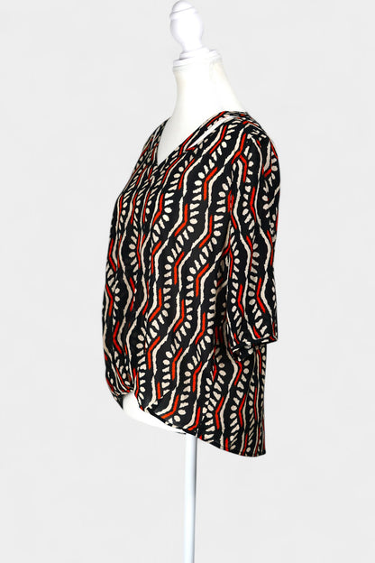 Mulberry Silk Blend Abstract Print Blouse