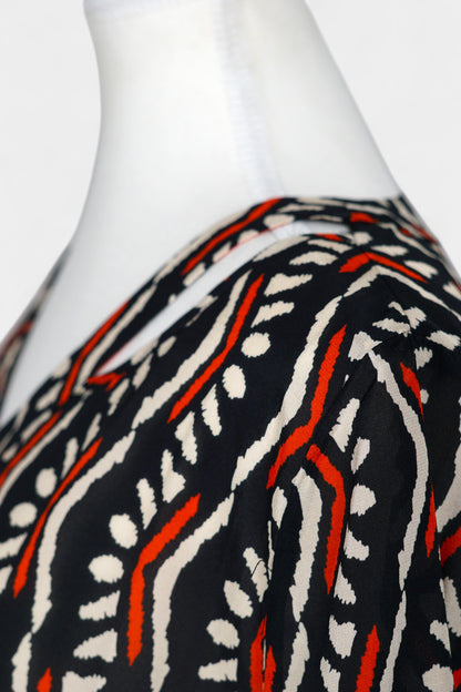 Mulberry Silk Blend Abstract Print Blouse