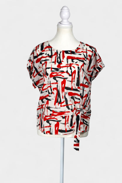 Mulberry Silk Blend Abstract Print Blouse