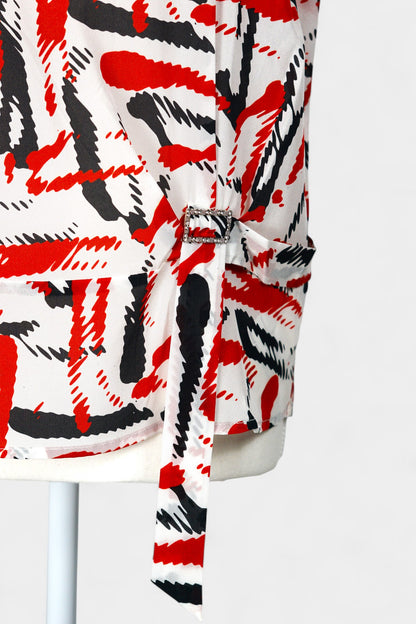 Mulberry Silk Blend Abstract Print Blouse