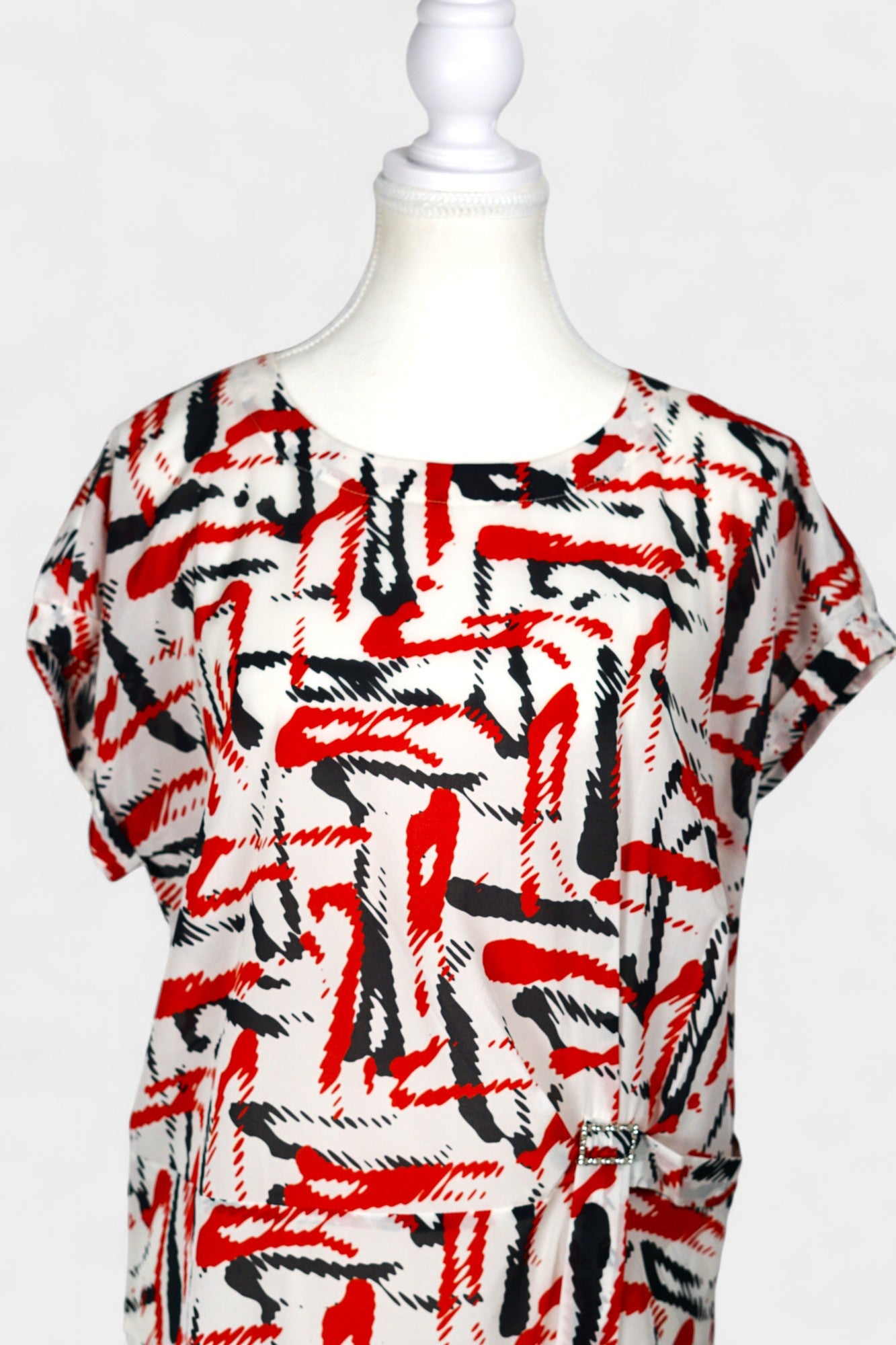 Mulberry Silk Blend Abstract Print Blouse