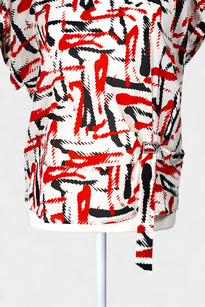 Mulberry Silk Blend Abstract Print Blouse