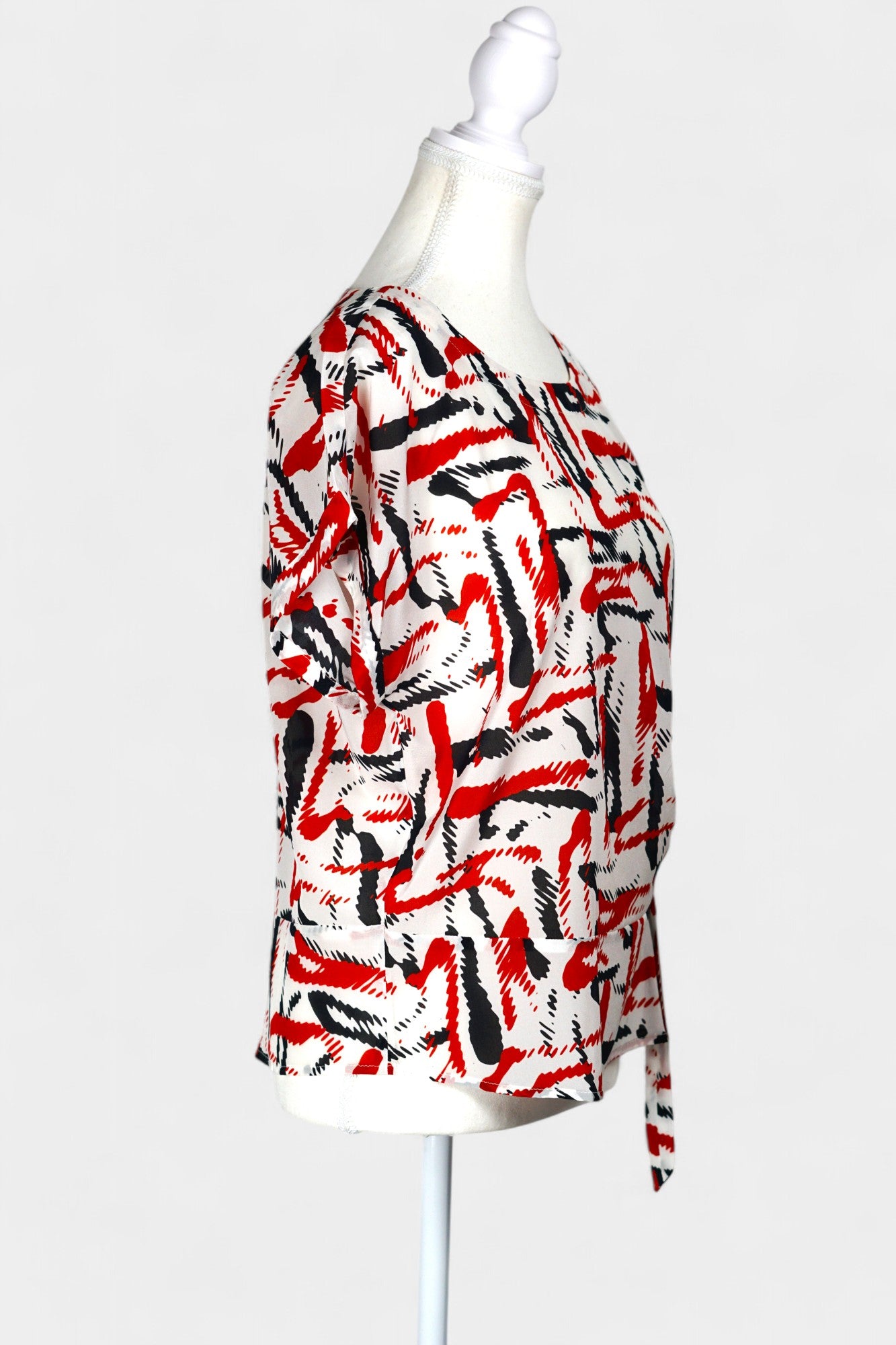 Mulberry Silk Blend Abstract Print Blouse