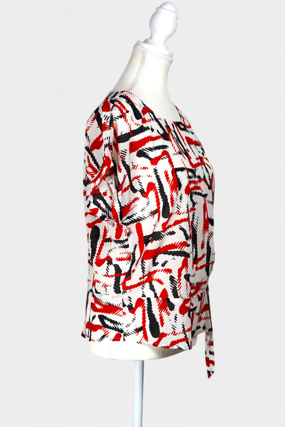 Mulberry Silk Blend Abstract Print Blouse