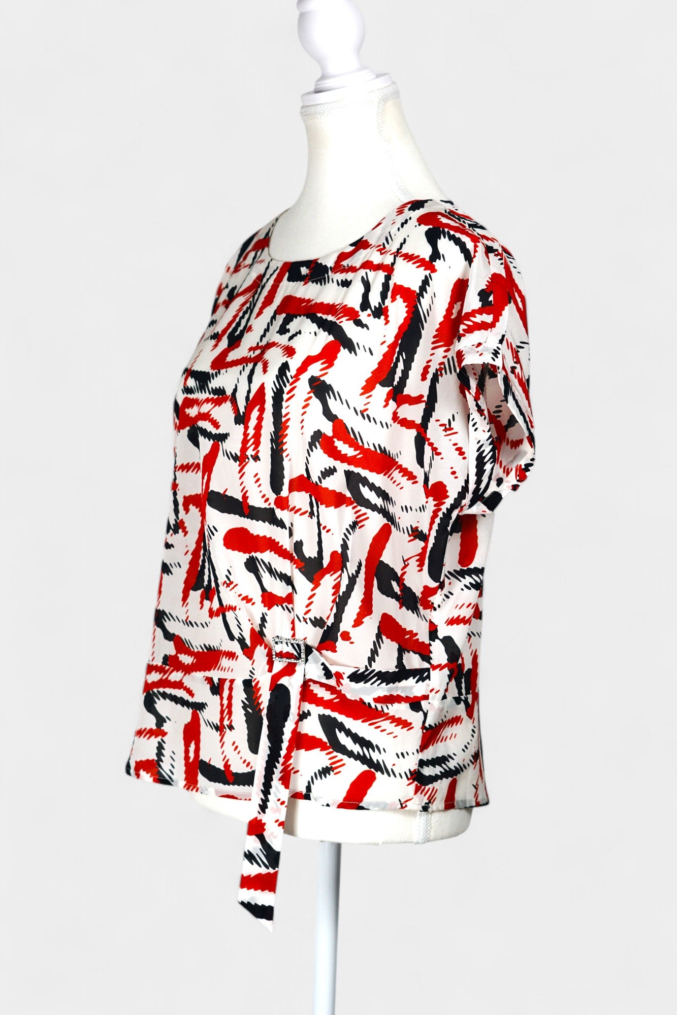 Mulberry Silk Blend Abstract Print Blouse