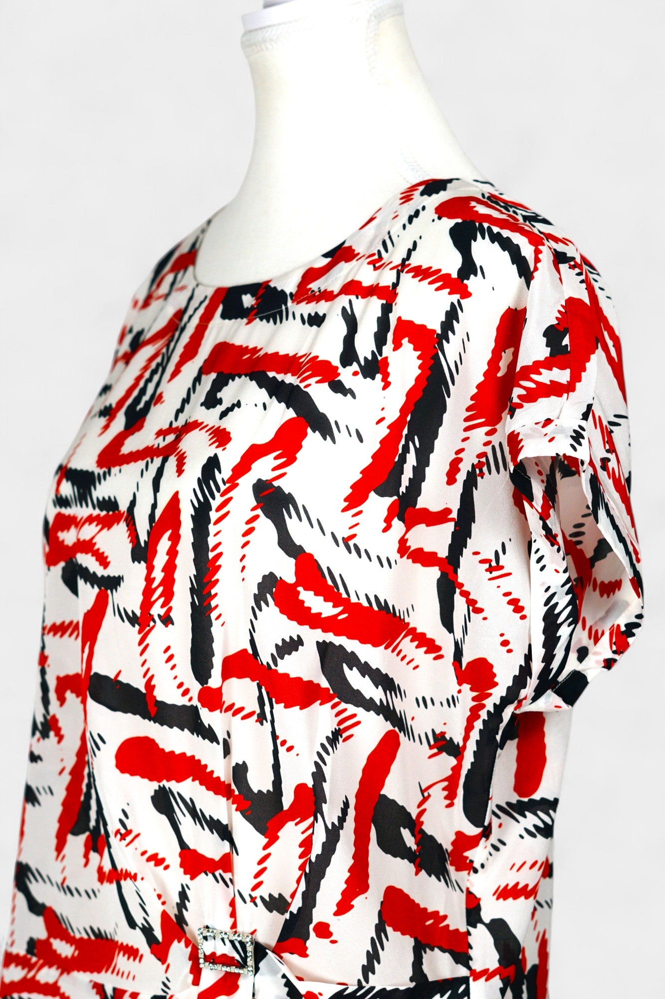 Mulberry Silk Blend Abstract Print Blouse