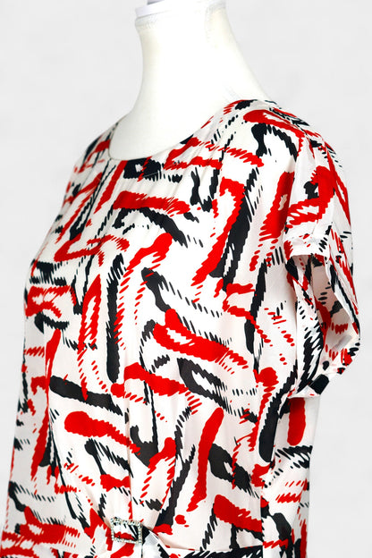 Mulberry Silk Blend Abstract Print Blouse