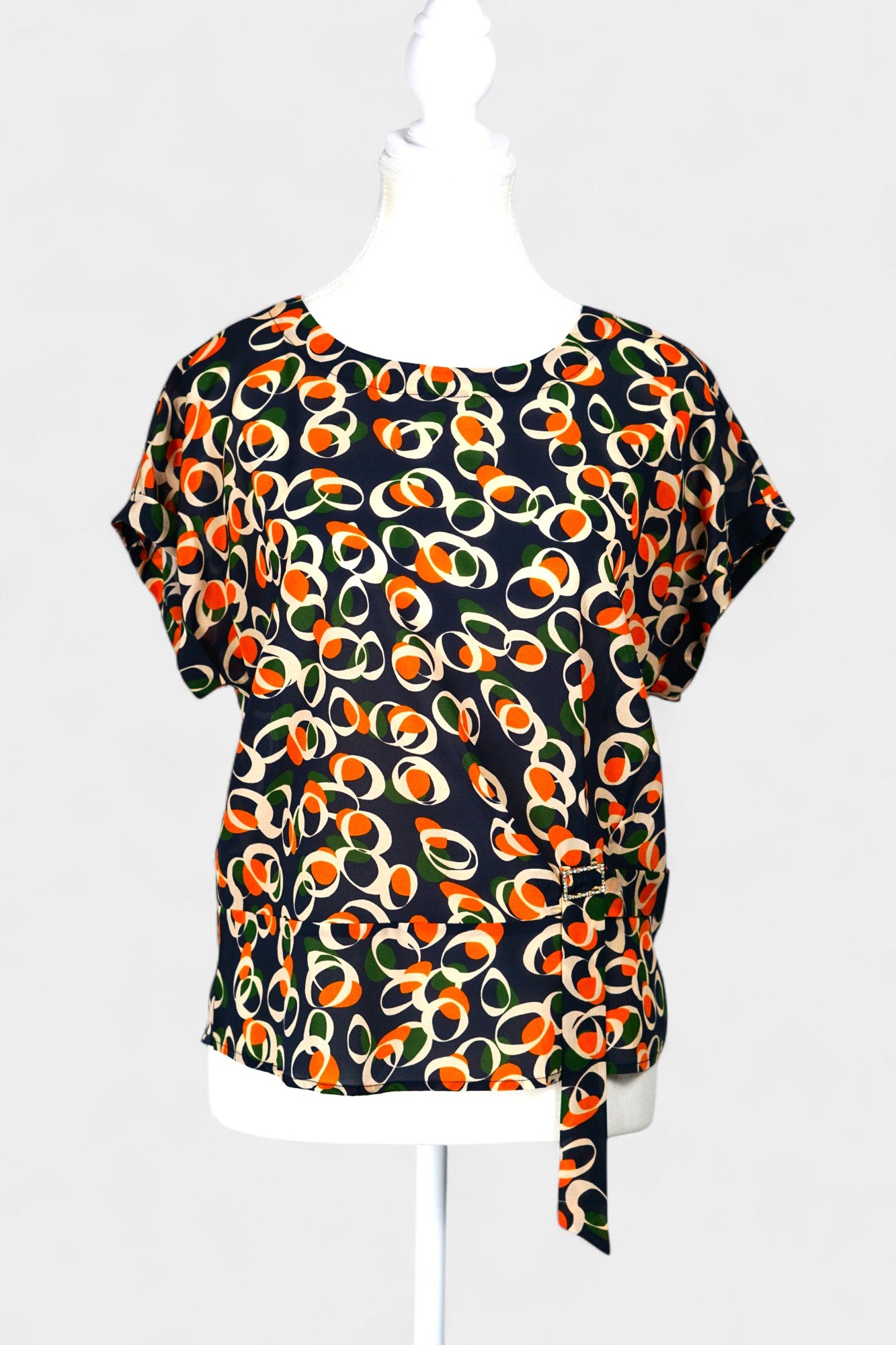 Mulberry Silk Blend Abstract Print Blouse