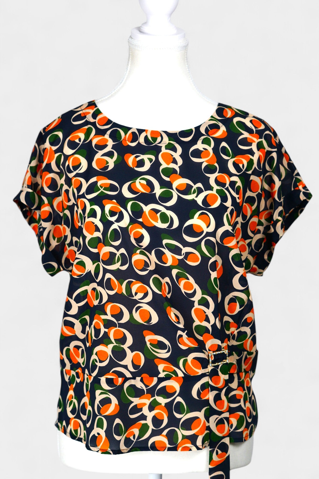 Mulberry Silk Blend Abstract Print Blouse