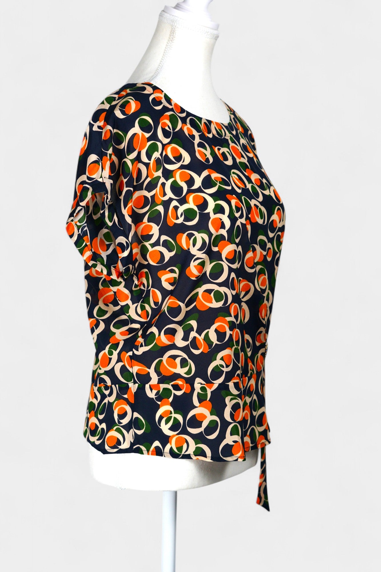Mulberry Silk Blend Abstract Print Blouse