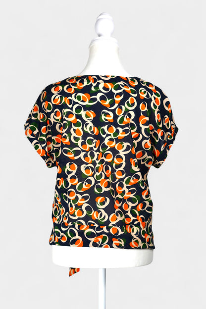 Mulberry Silk Blend Abstract Print Blouse