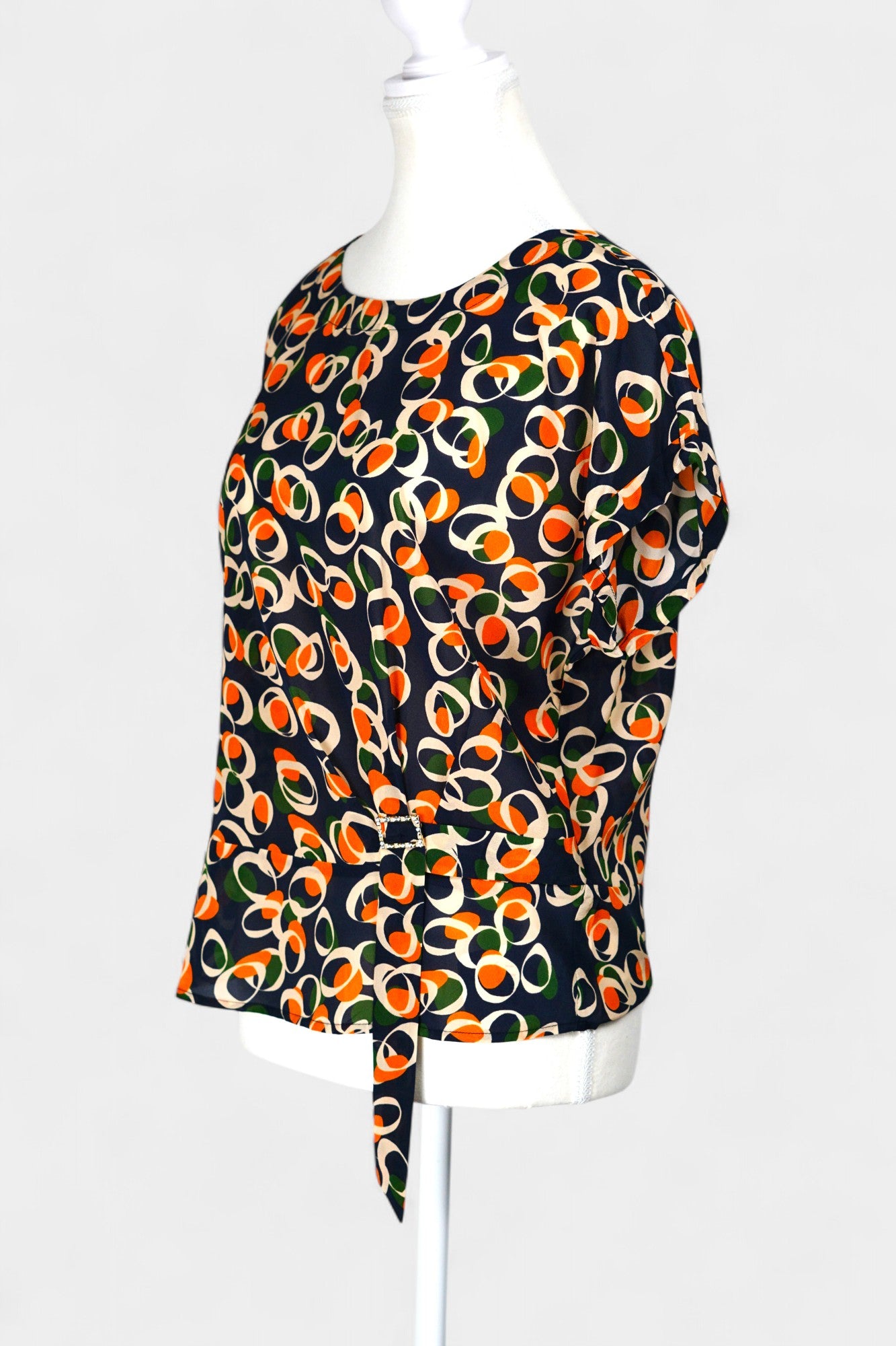 Mulberry Silk Blend Abstract Print Blouse