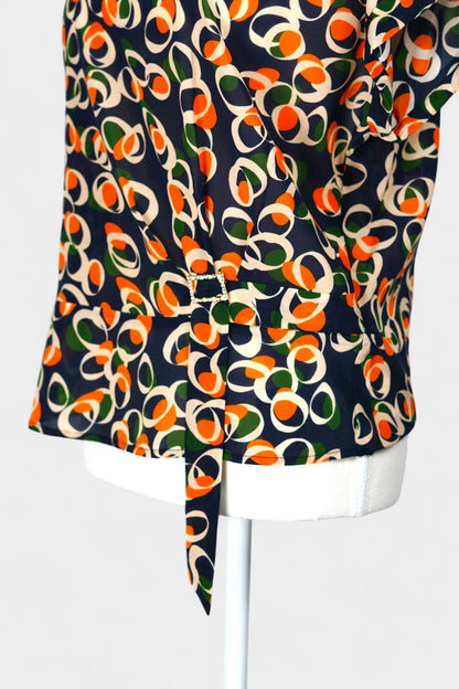 Mulberry Silk Blend Abstract Print Blouse