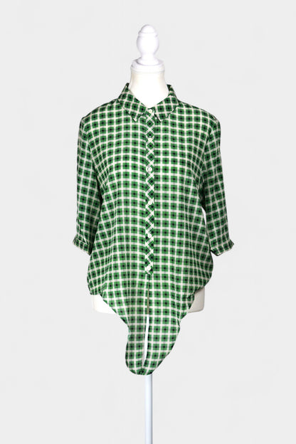 Mulberry Silk Blend Modern Print Blouse