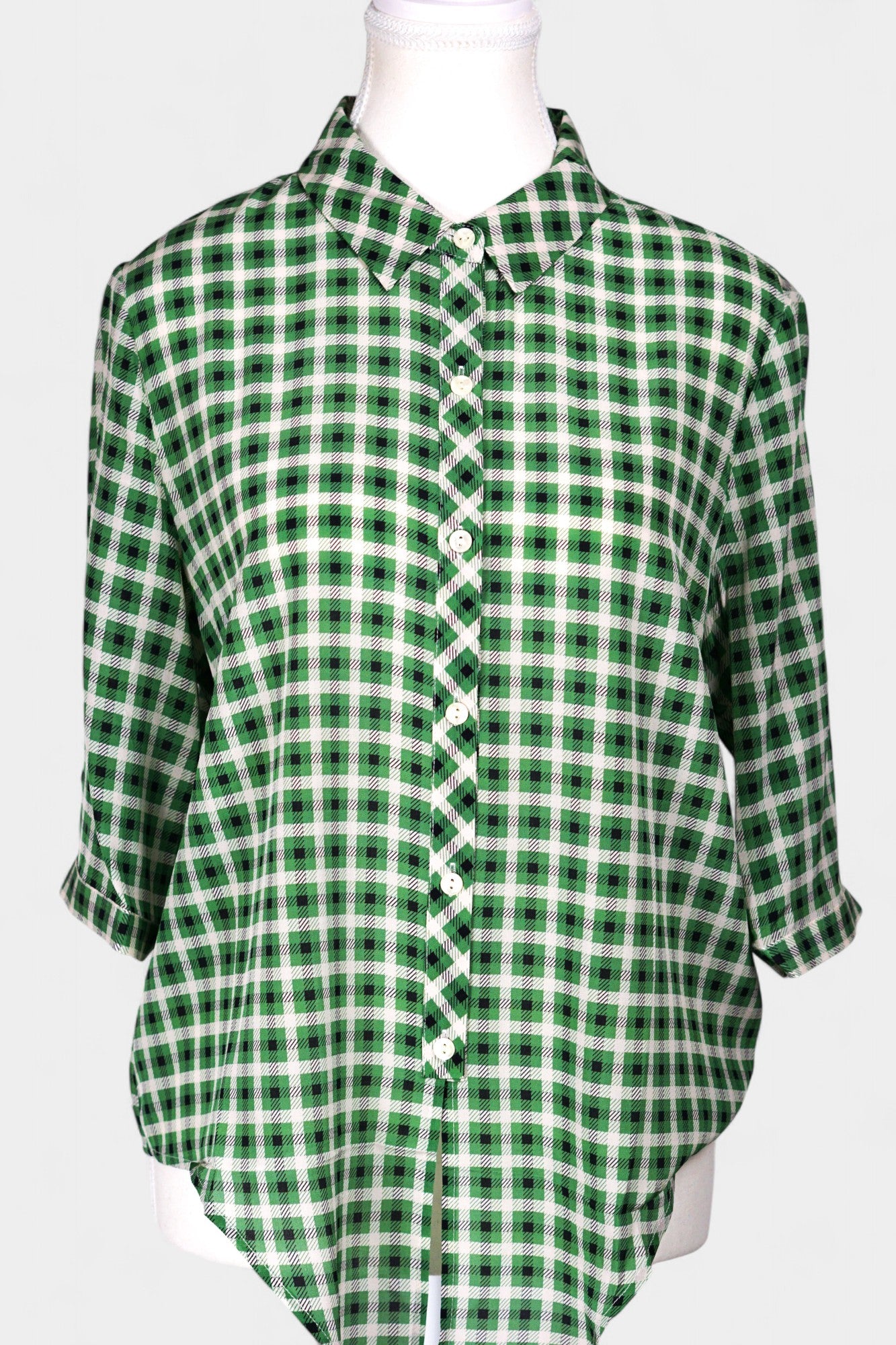 Mulberry Silk Blend Modern Print Blouse